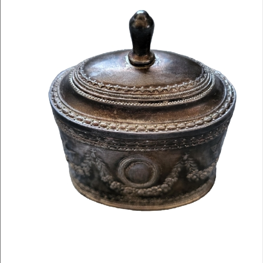 Vintage Silver-Plated Oval Trinket Box